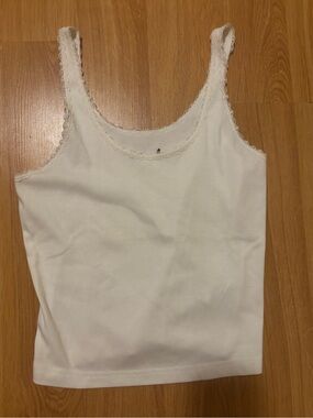 White Lace-Trim Tank Top